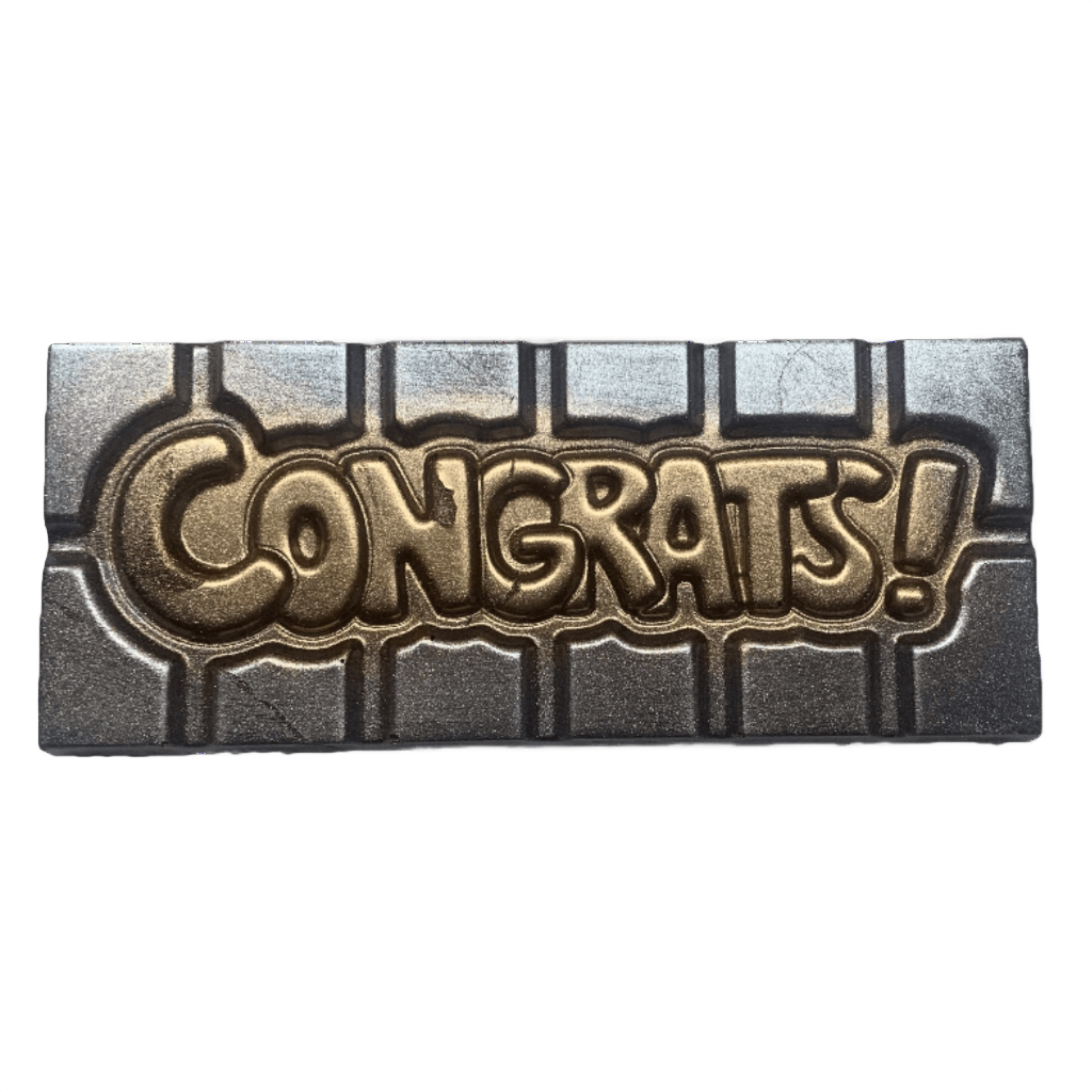 Chocolate bar which has Congrats written on it