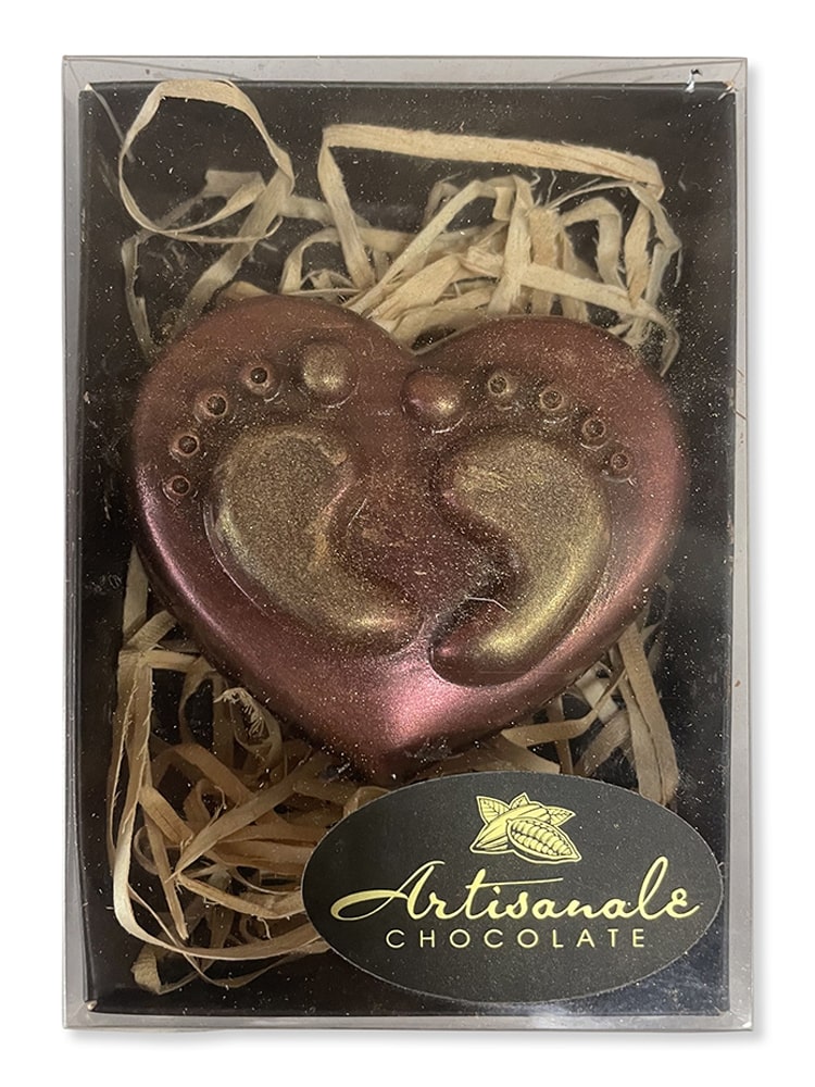 Baby Feet Heart - Dark, Milk Chocolate or Rocky Road - Gift Box