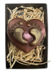 Baby Feet Heart - Dark, Milk Chocolate or Rocky Road - Gift Box