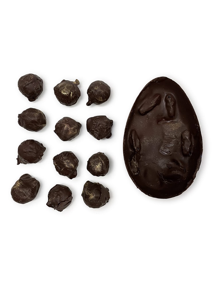Easter Egg - Half - Rum & Raisin with Truffles - Dark Chocolate 67%