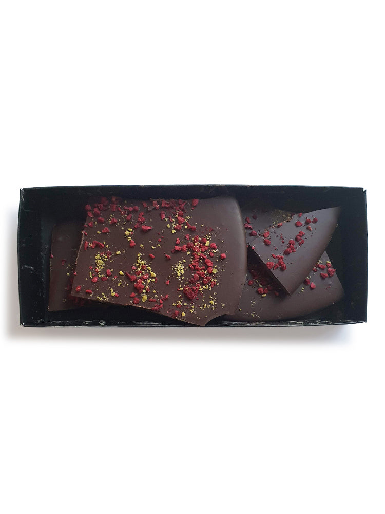 Raspberry & Pistachio - Dark, Milk or White Chocolate - Gift Box